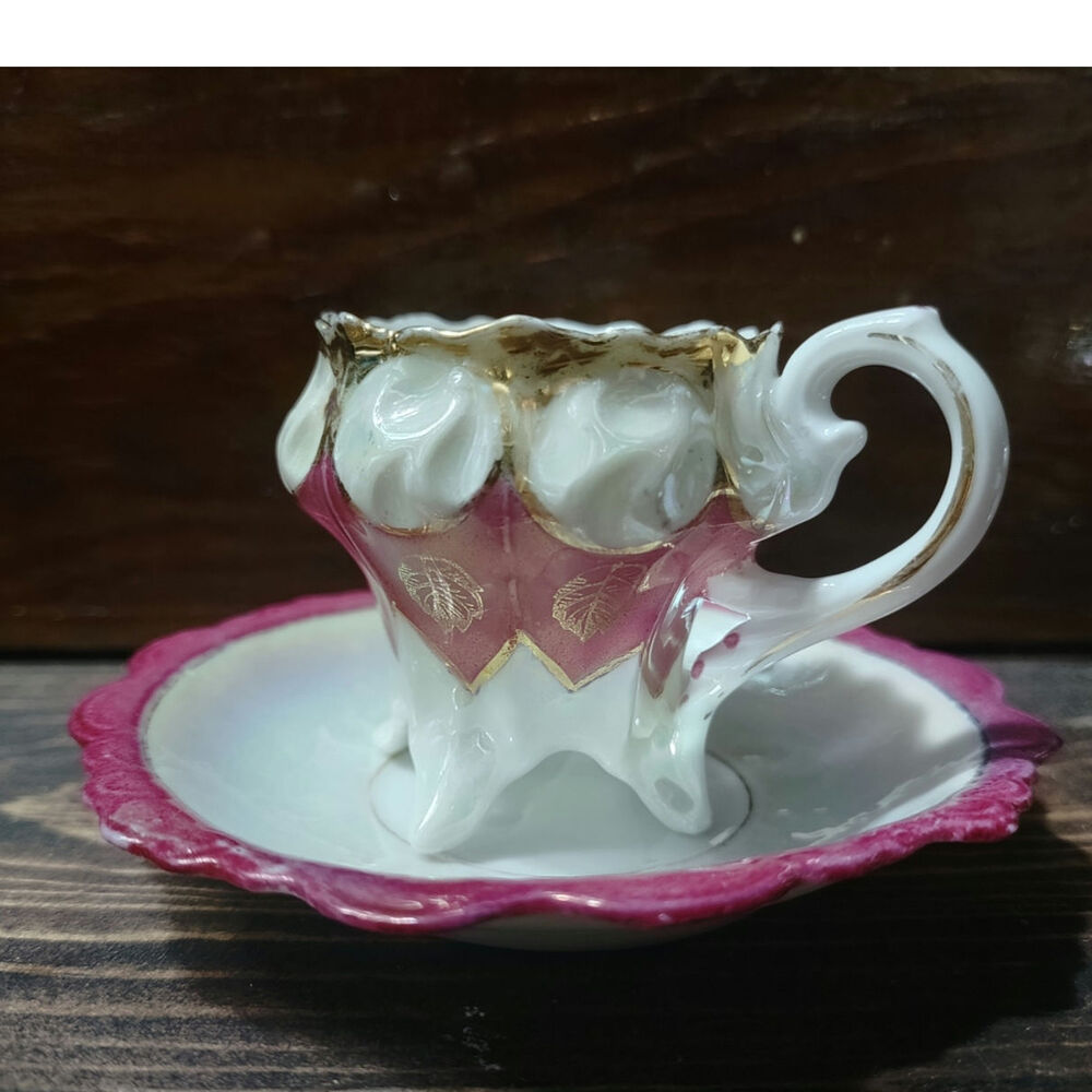 Antique Lusterware  Miniature Porcelain Cup and Saucer Made in Germany.
